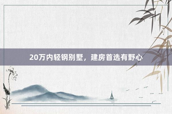 20万内轻钢别墅，建房首选有野心